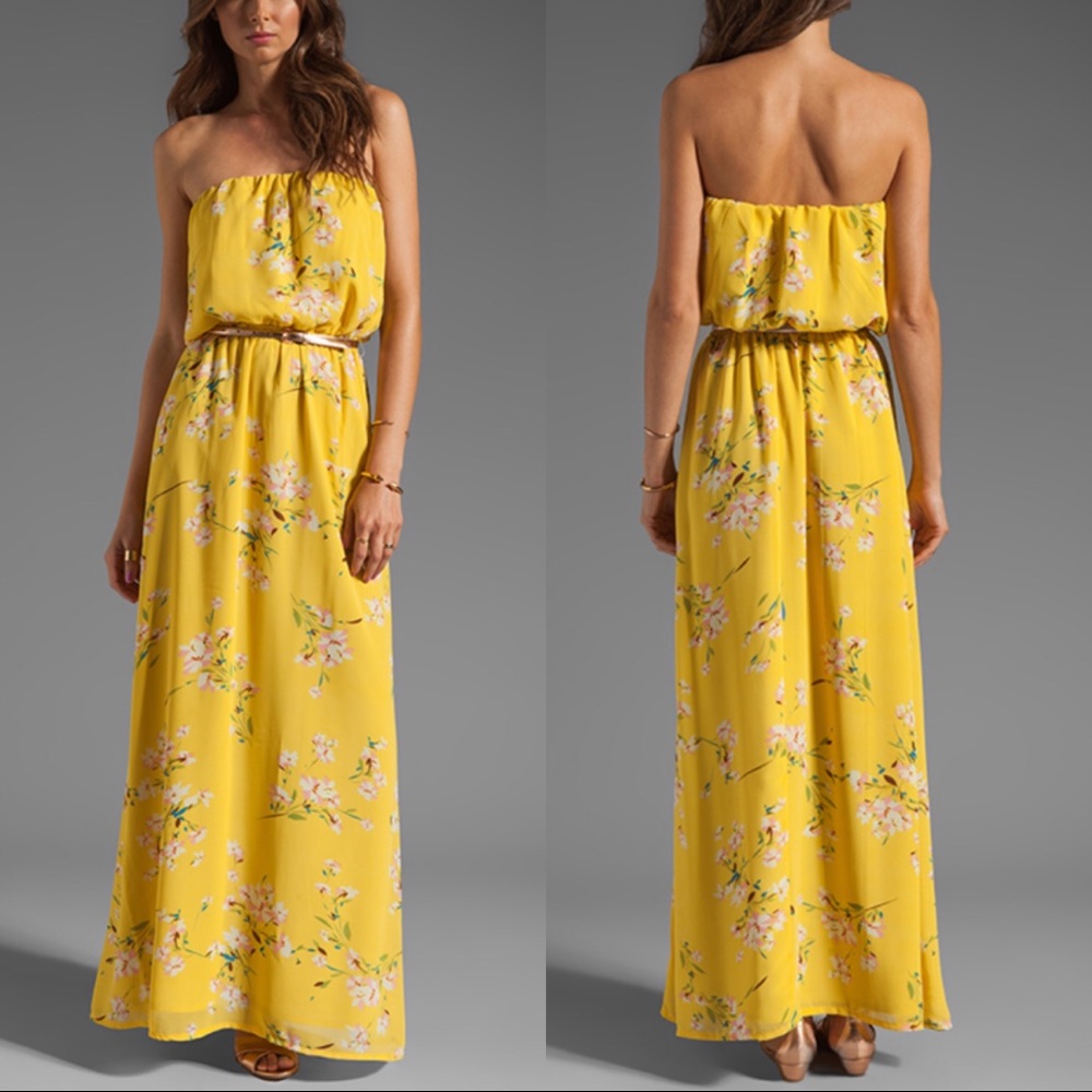 JARLO Layla Floral Maxi Dress in Yellow